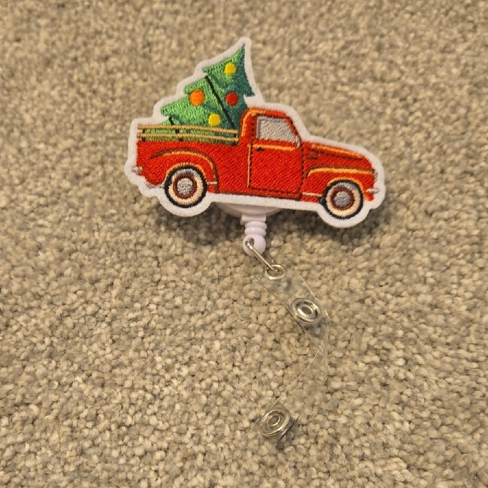 Red Truck Badge‎ Reel with Christmas Tree